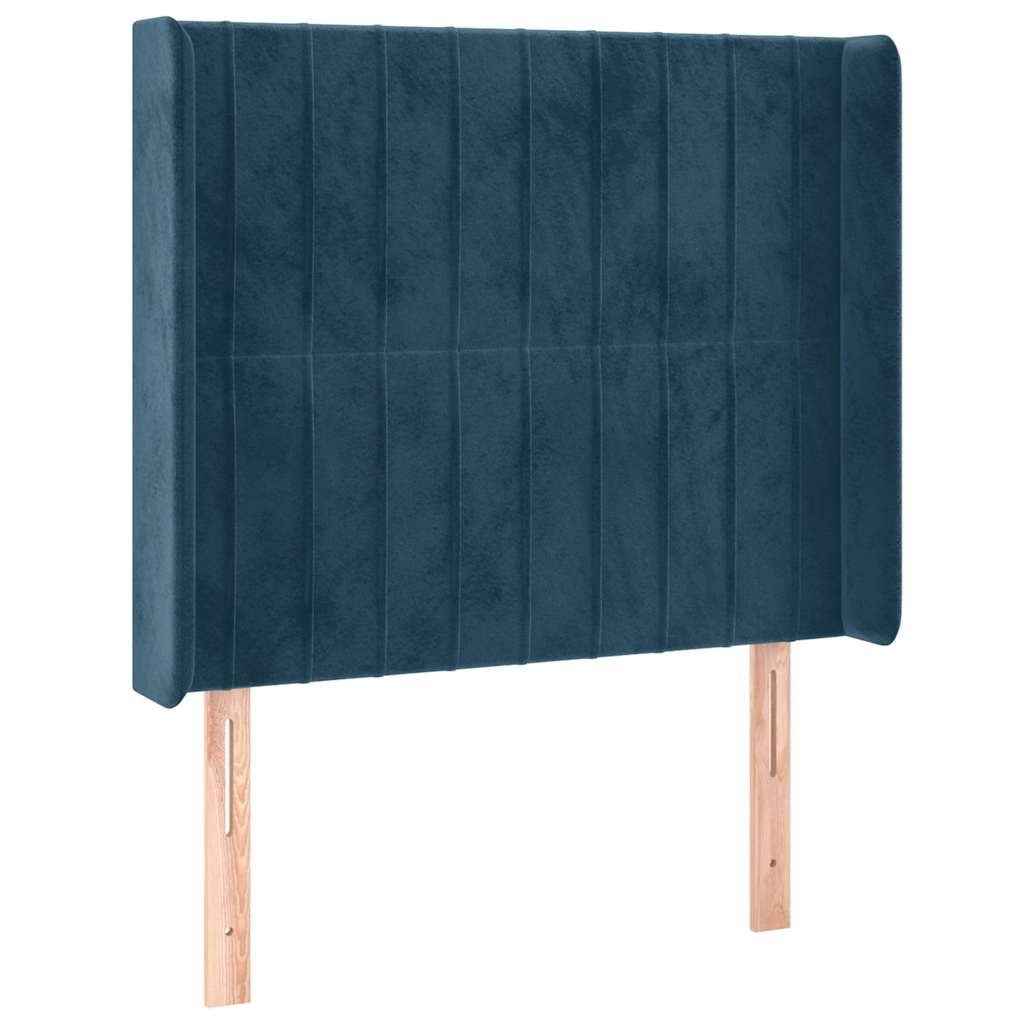 vidaXL Κρεβάτι Boxspring με Στρώμα & LED Σκ. Μπλε 90x190 εκ. Βελούδινο