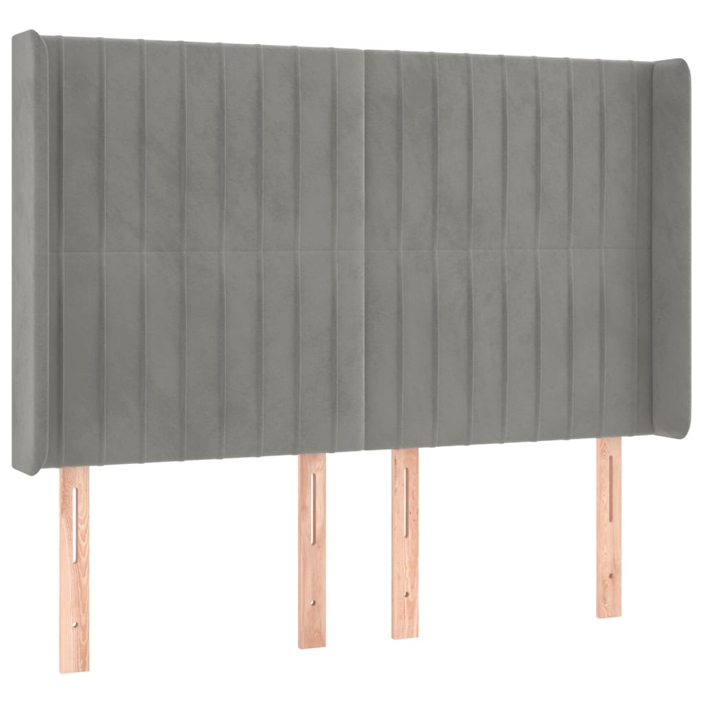 vidaXL Κρεβάτι Boxspring με Στρώμα&LED Αν. Γκρι 140x190 εκ. Βελούδινο