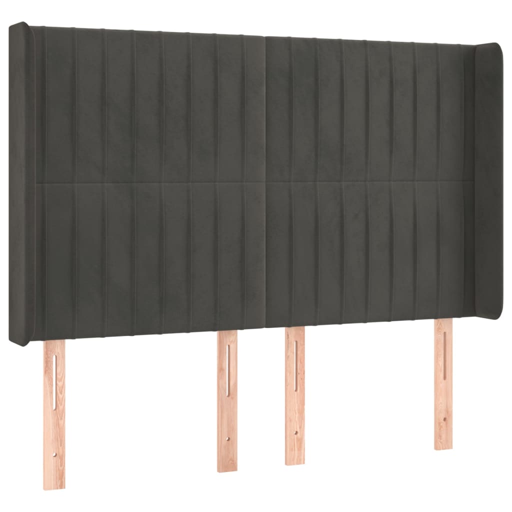 vidaXL Κρεβάτι Boxspring με Στρώμα & LED Σκ. Γκρι 140x200εκ. Βελούδινο