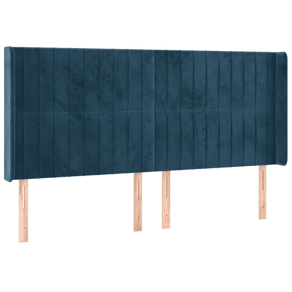 vidaXL Κρεβάτι Boxspring με Στρώμα & LED Σκ. Μπλε 180x200εκ. Βελούδινο