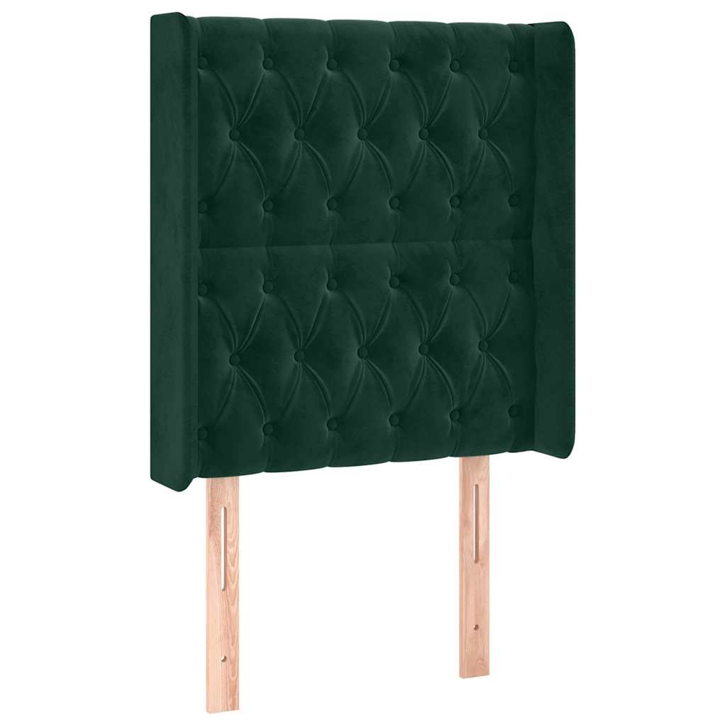 vidaXL Κρεβάτι Boxspring με Στρώμα & LED Σκ. Πράσινο 80x200 εκ Βελούδο