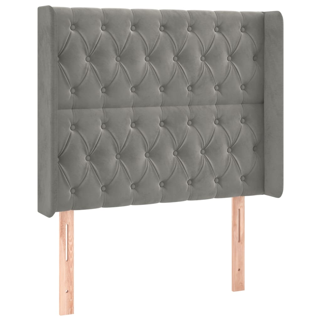 vidaXL Κρεβάτι Boxspring με Στρώμα & LED Αν.Γκρι 90x190 εκ. Βελούδινο