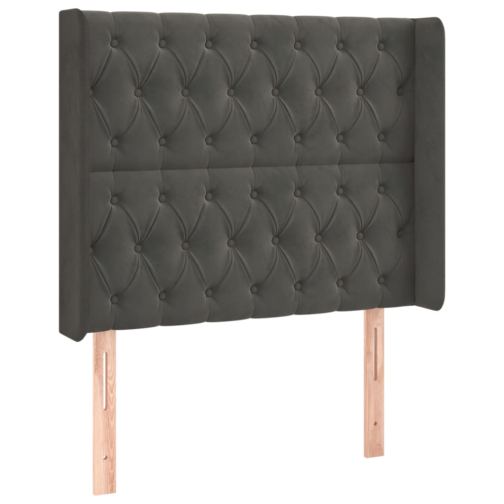 vidaXL Κρεβάτι Boxspring με Στρώμα & LED Σκ. Γκρι 90x190 εκ. Βελούδινο