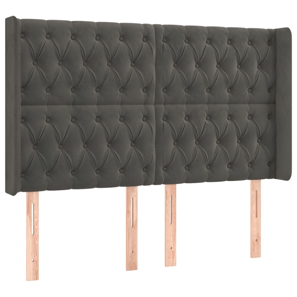 vidaXL Κρεβάτι Boxspring με Στρώμα & LED Σκ. Γκρι 140x200εκ. Βελούδινο
