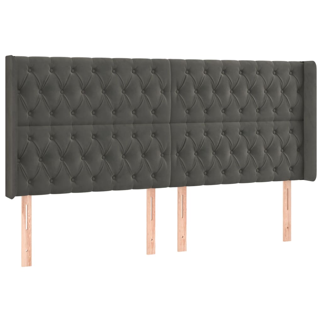 vidaXL Κρεβάτι Boxspring με Στρώμα & LED Σκ. Γκρι 180x200εκ. Βελούδινο
