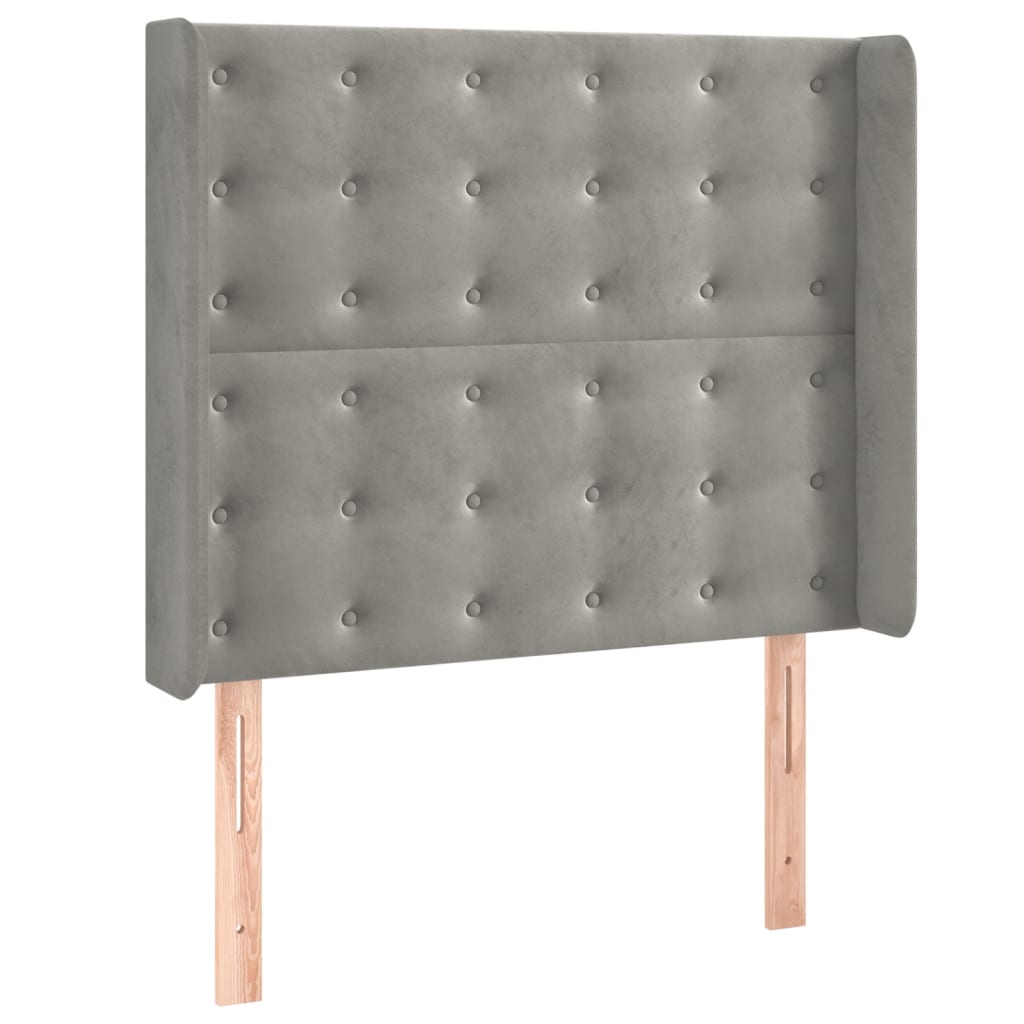 vidaXL Κρεβάτι Boxspring με Στρώμα & LED Αν.Γκρι 90x190 εκ. Βελούδινο
