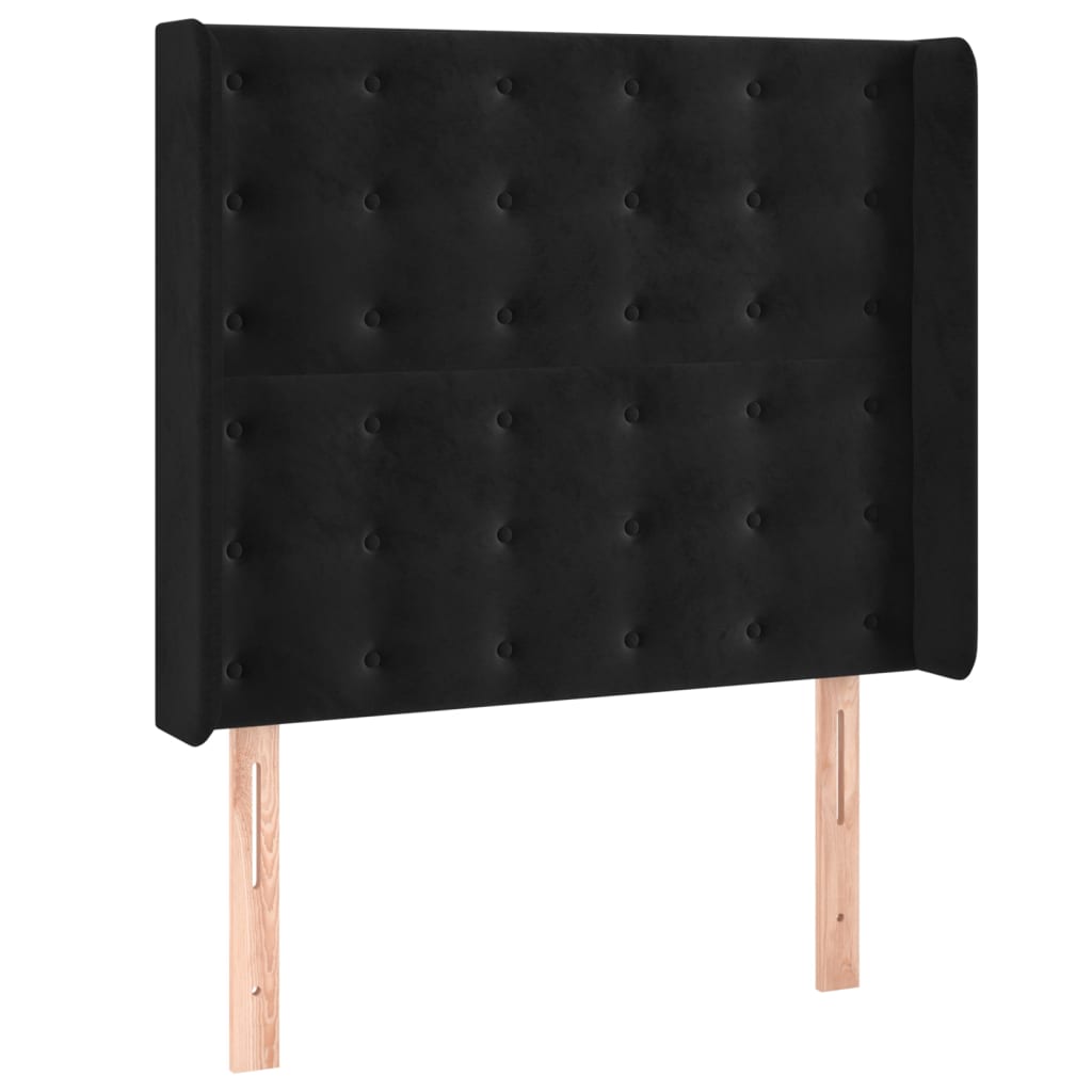 vidaXL Κρεβάτι Boxspring με Στρώμα & LED Μαύρο 90x190 εκ. Βελούδινο