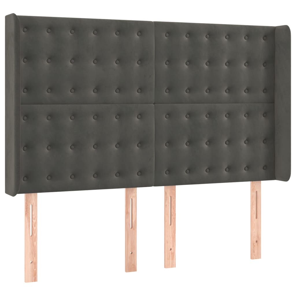 vidaXL Κρεβάτι Boxspring με Στρώμα & LED Σκ. Γκρι 140x190εκ. Βελούδινο