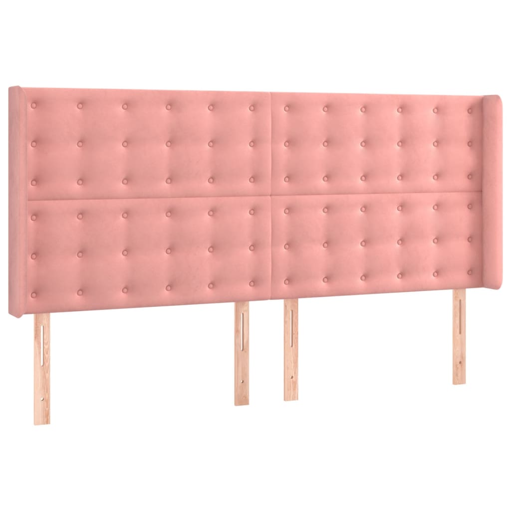 vidaXL Κρεβάτι Boxspring με Στρώμα & LED Ροζ 160x200 εκ. Βελούδινο