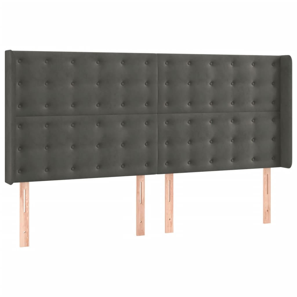 vidaXL Κρεβάτι Boxspring με Στρώμα & LED Σκ. Γκρι 200x200εκ. Βελούδινο