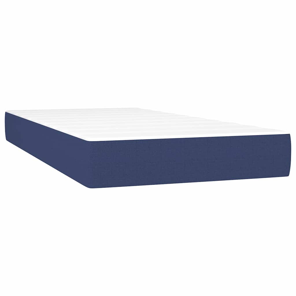 vidaXL Κρεβάτι Boxspring με Στρώμα & LED Μπλε 90x200 εκ. Υφασμάτινο