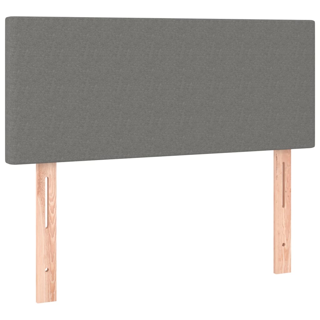vidaXL Κρεβάτι Boxspring με Στρώμα & LED Σκ.Γκρι 100x200 εκ Υφασμάτινο