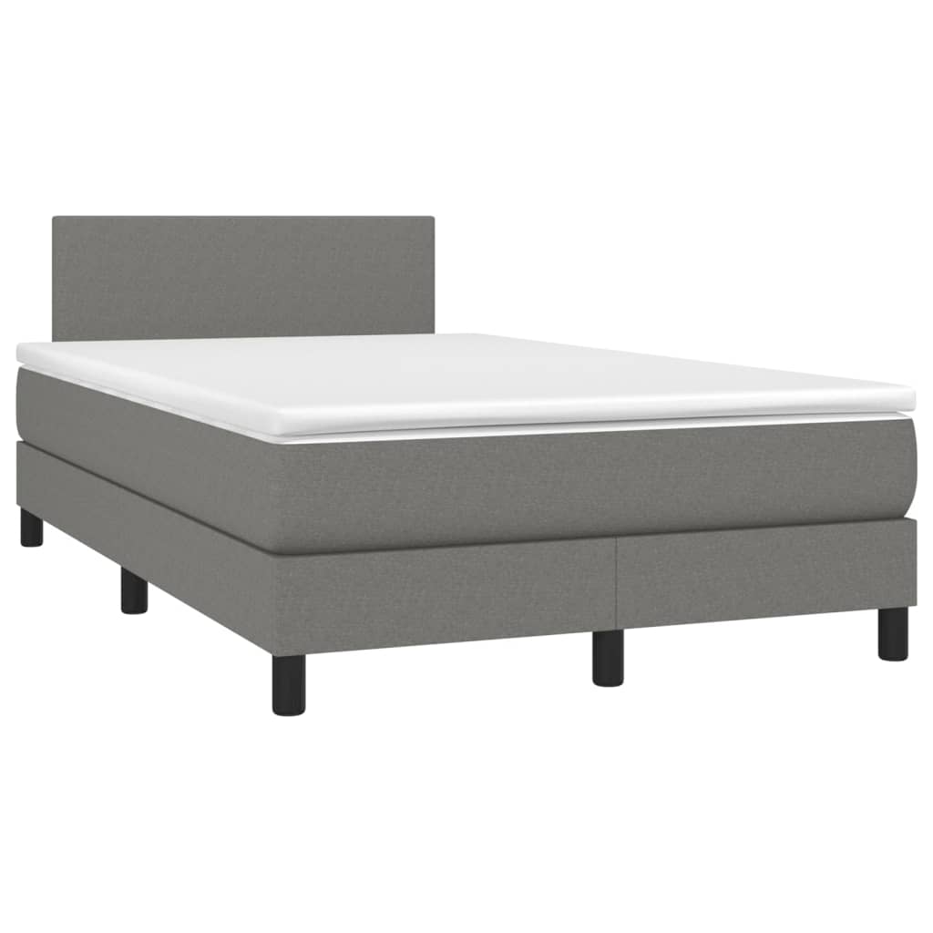 vidaXL Κρεβάτι Boxspring με Στρώμα & LED Σκ.Γκρι 120x200 εκ Υφασμάτινο