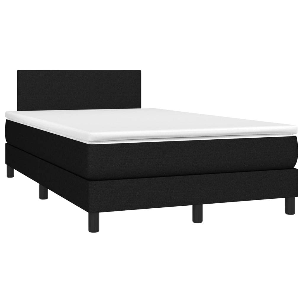 vidaXL Κρεβάτι Boxspring με Στρώμα & LED Μαύρο 120x200 εκ. Υφασμάτινο