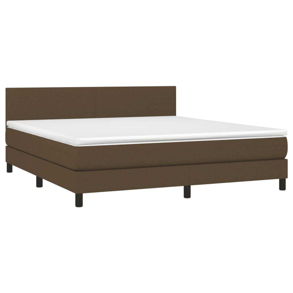 vidaXL Κρεβάτι Boxspring με Στρώμα & LED Σκ.Καφέ 160x200 εκ Υφασμάτινο
