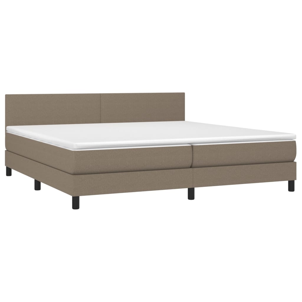 vidaXL Κρεβάτι Boxspring με Στρώμα & LED Taupe 200x200 εκ. Υφασμάτινο