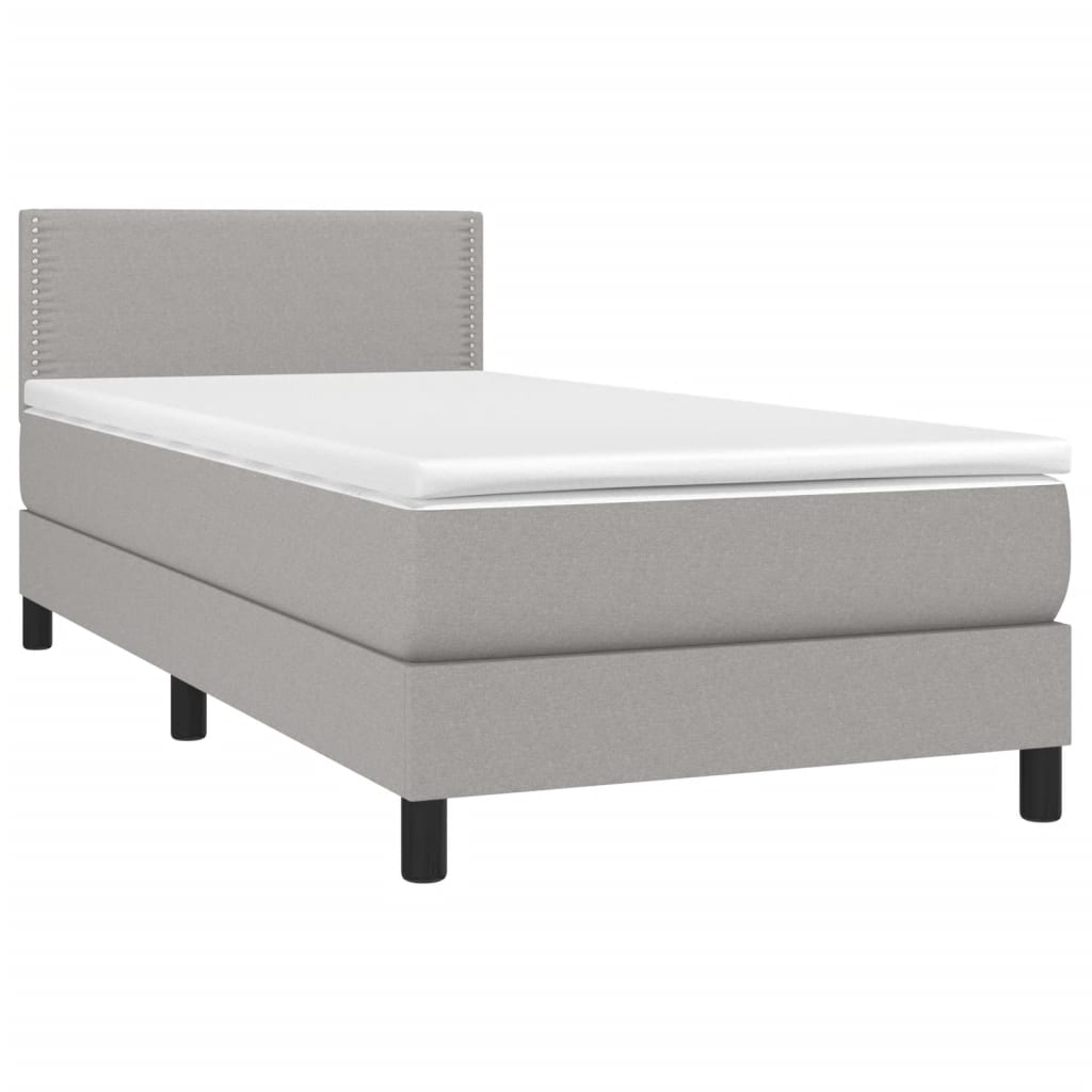 vidaXL Κρεβάτι Boxspring με Στρώμα & LED Αν.Γκρι 80x200 εκ. Υφασμάτινο
