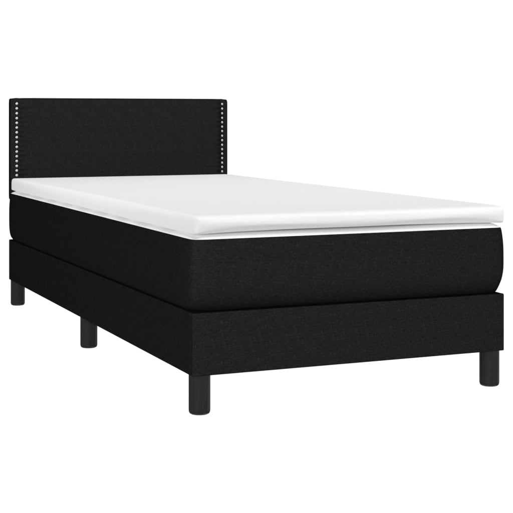 vidaXL Κρεβάτι Boxspring με Στρώμα & LED Μαύρο 80x200 εκ. Υφασμάτινο