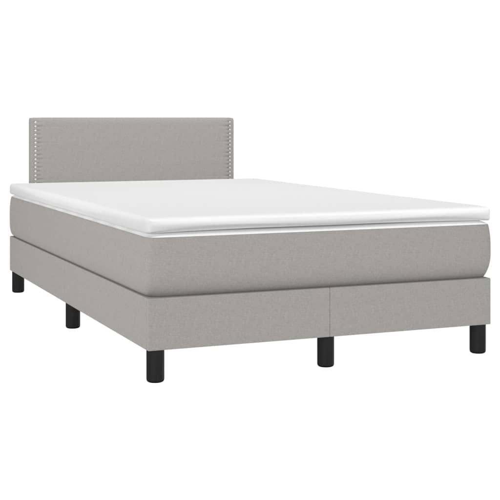 vidaXL Κρεβάτι Boxspring με Στρώμα & LED Αν.Γκρι 120x200 εκ Υφασμάτινο