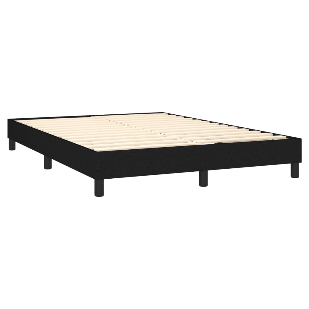 vidaXL Κρεβάτι Boxspring με Στρώμα & LED Μαύρο 140x190 εκ. Υφασμάτινο