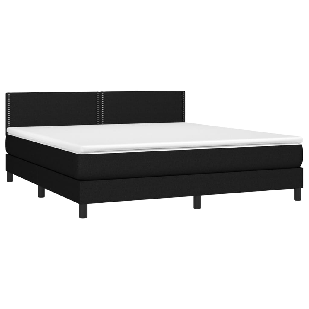 vidaXL Κρεβάτι Boxspring με Στρώμα & LED Μαύρο 180x200 εκ. Υφασμάτινο