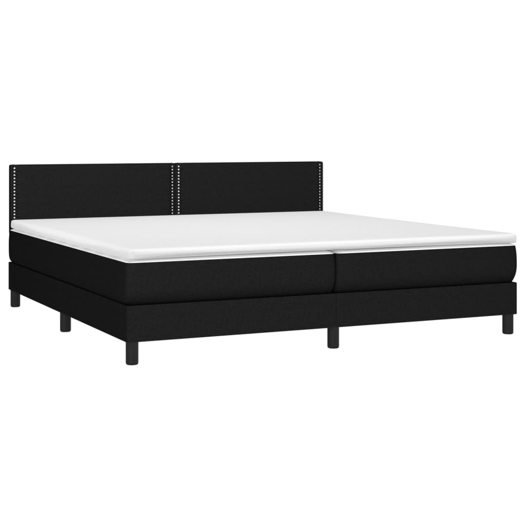 vidaXL Κρεβάτι Boxspring με Στρώμα & LED Μαύρο 200x200 εκ. Υφασμάτινο