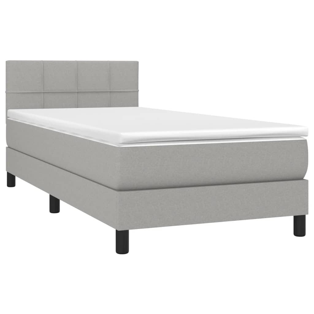 vidaXL Κρεβάτι Boxspring με Στρώμα & LED Αν.Γκρι 80x200 εκ. Υφασμάτινο
