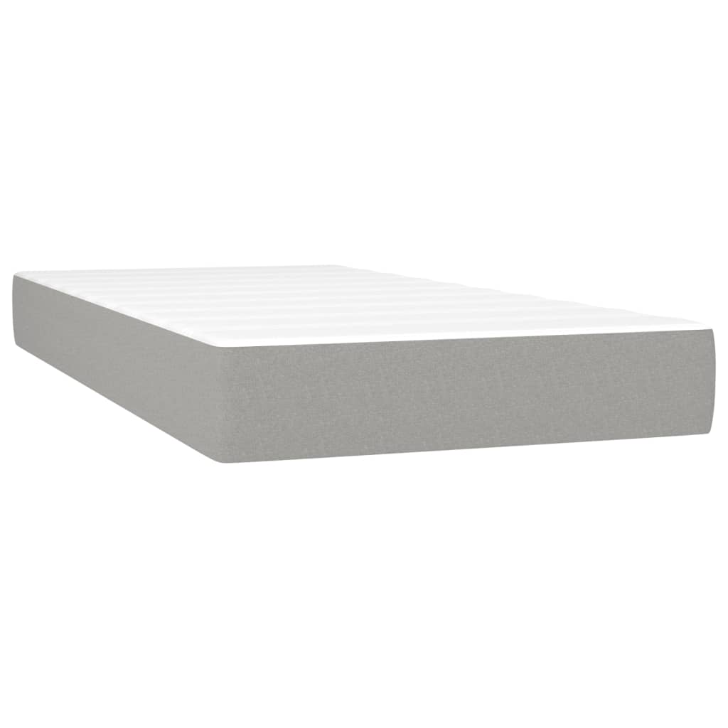 vidaXL Κρεβάτι Boxspring με Στρώμα & LED Αν.Γκρι 80x200 εκ. Υφασμάτινο