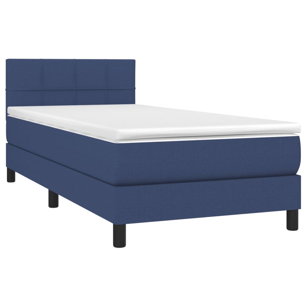 vidaXL Κρεβάτι Boxspring με Στρώμα & LED Μπλε 80x200 εκ. Υφασμάτινο
