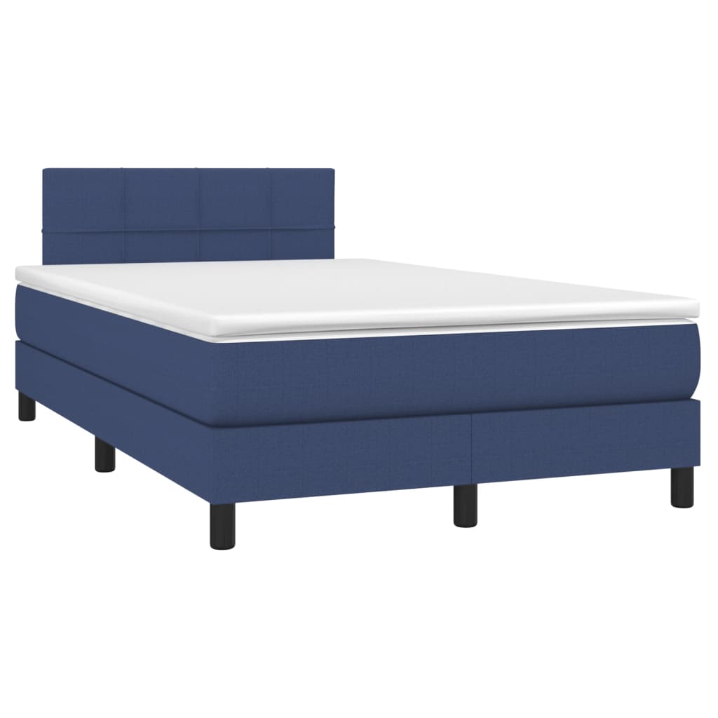 vidaXL Κρεβάτι Boxspring με Στρώμα & LED Μπλε 120x200 εκ. Υφασμάτινο