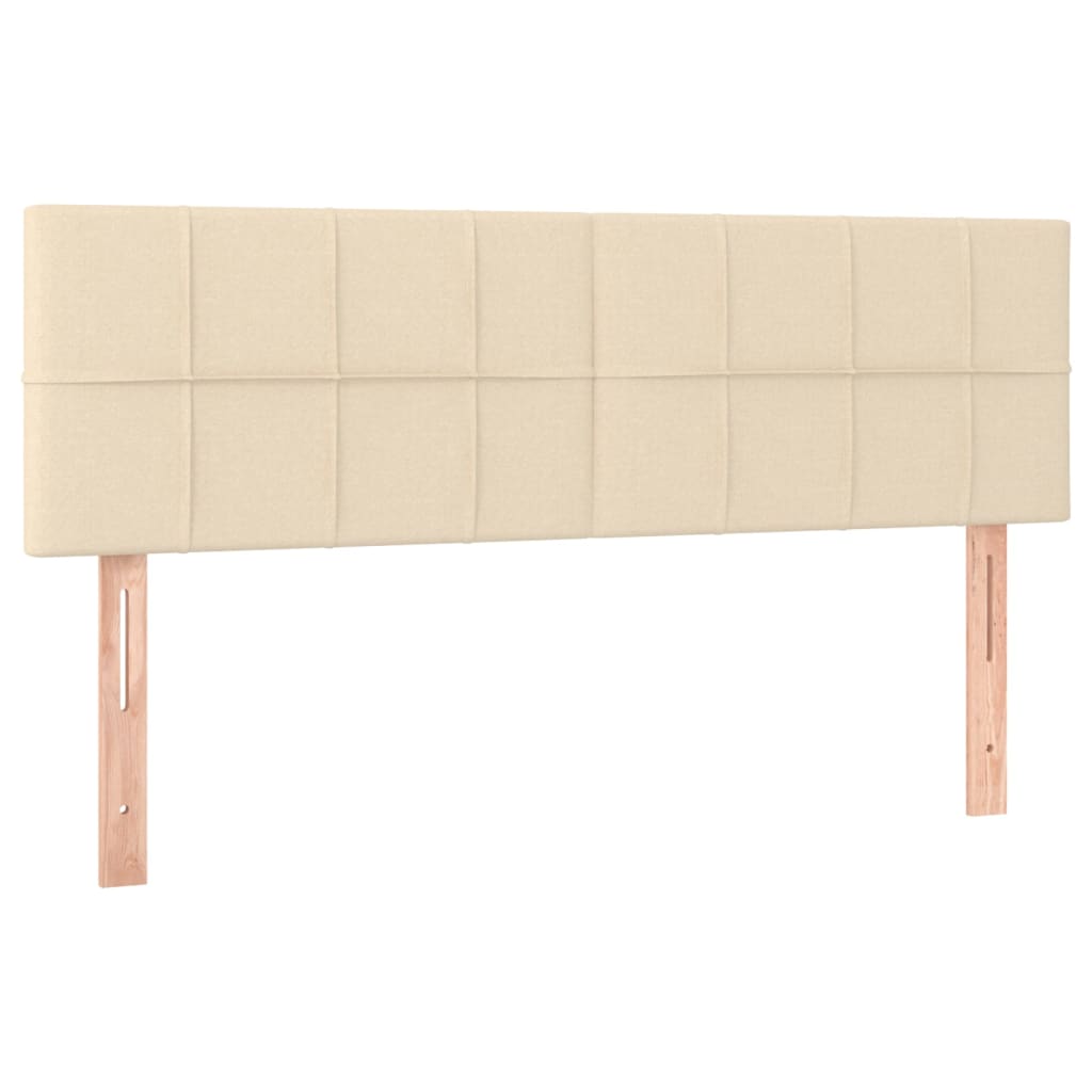 vidaXL Κρεβάτι Boxspring με Στρώμα & LED Κρεμ 140x190 εκ. Υφασμάτινο