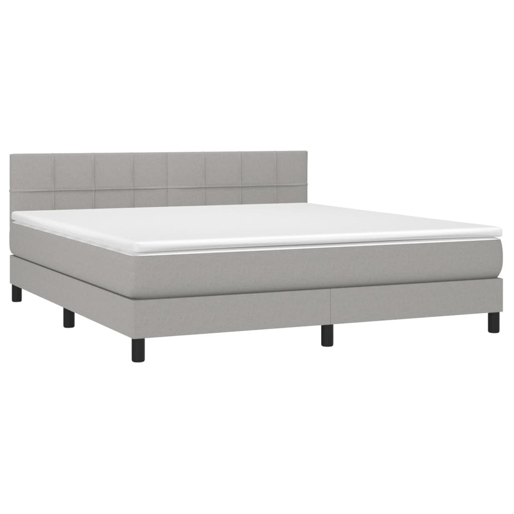 vidaXL Κρεβάτι Boxspring με Στρώμα & LED Αν.Γκρι 160x200 εκ Υφασμάτινο