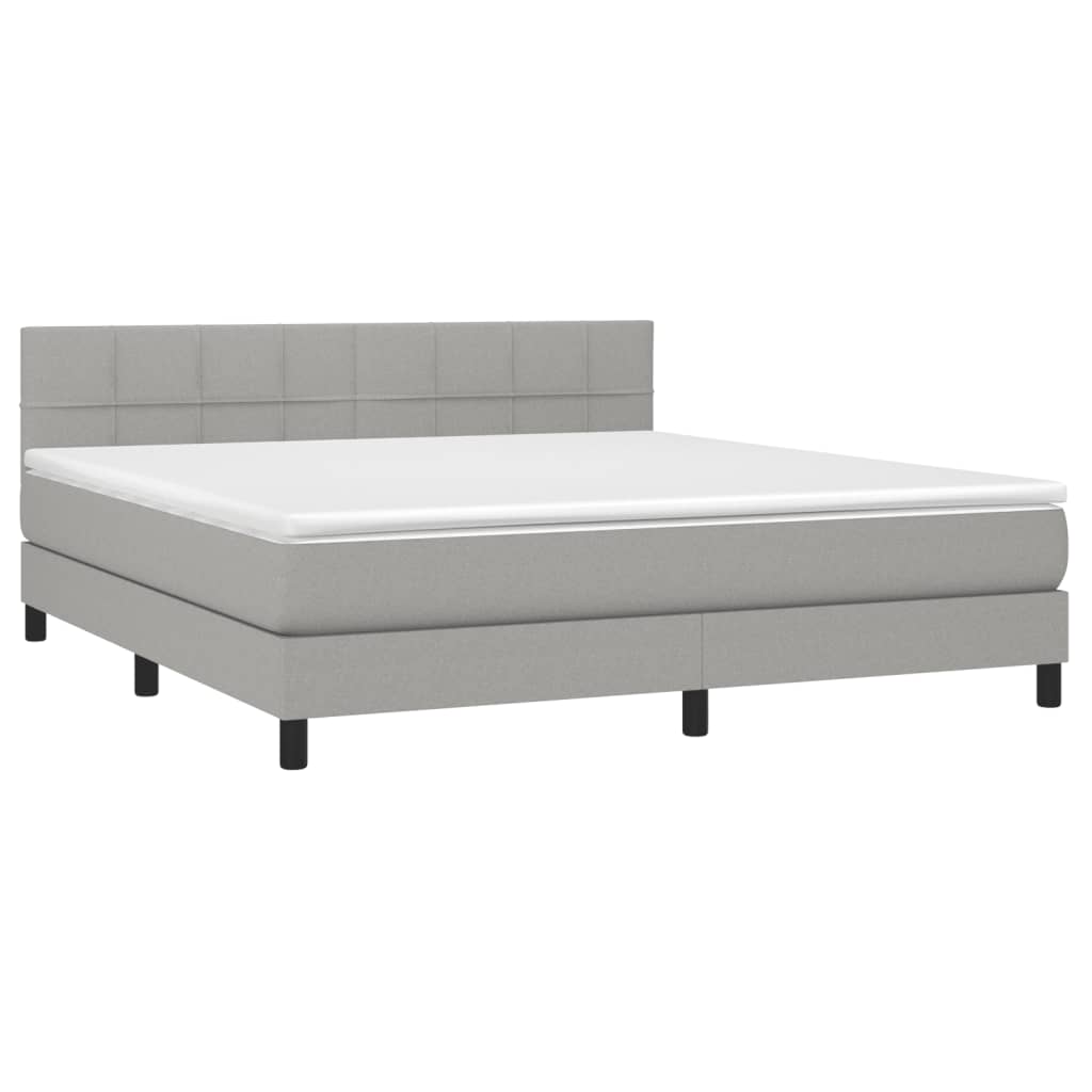 vidaXL Κρεβάτι Boxspring με Στρώμα & LED Αν.Γκρι 180x200 εκ Υφασμάτινο