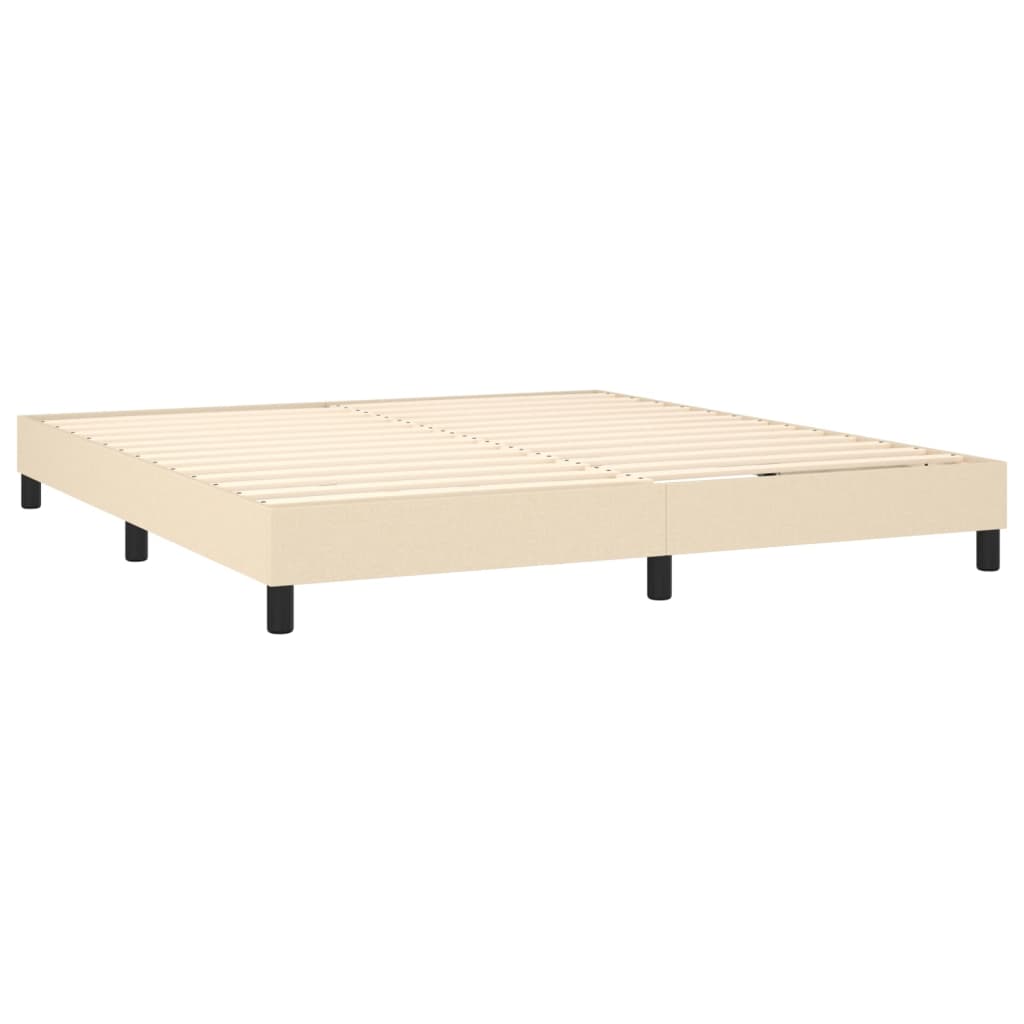 vidaXL Κρεβάτι Boxspring με Στρώμα & LED Κρεμ 180x200 εκ. Υφασμάτινο