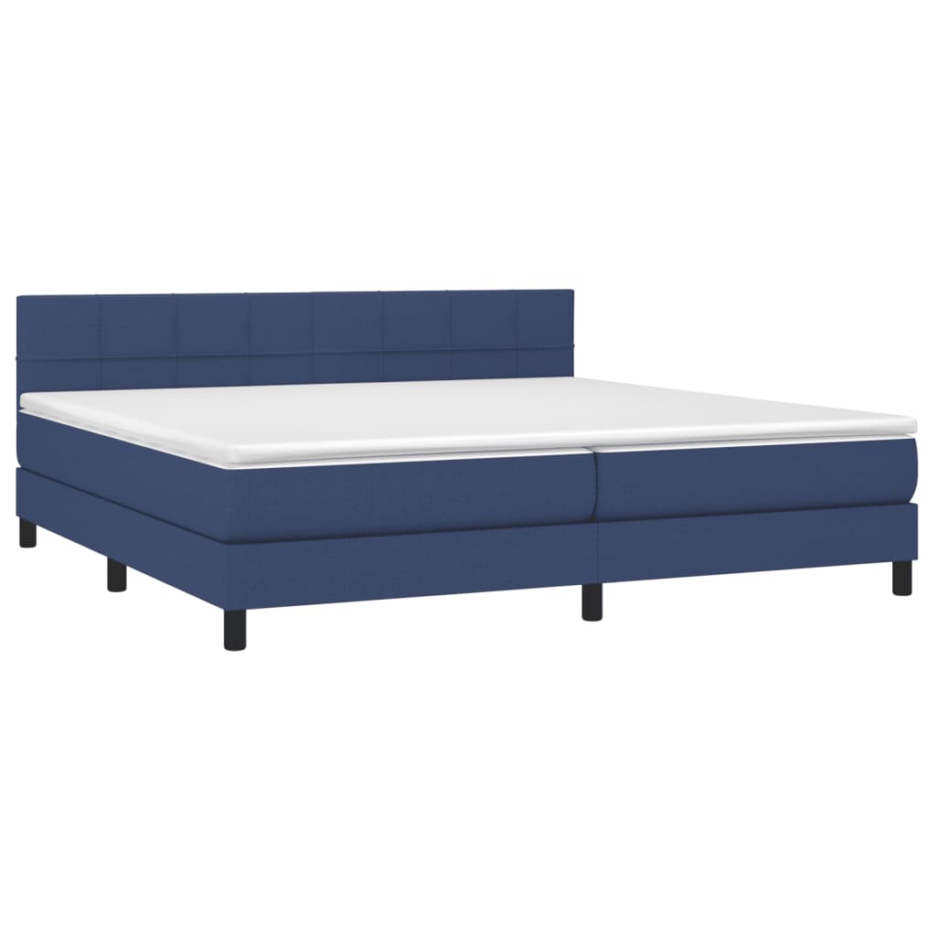 vidaXL Κρεβάτι Boxspring με Στρώμα & LED Μπλε 200x200 εκ. Υφασμάτινο