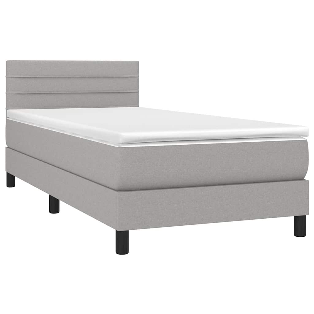 vidaXL Κρεβάτι Boxspring με Στρώμα & LED Αν.Γκρι 80x200 εκ. Υφασμάτινο