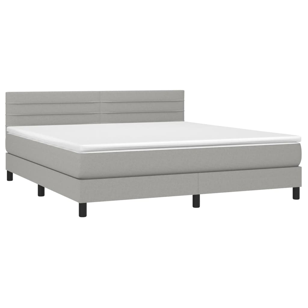 vidaXL Κρεβάτι Boxspring με Στρώμα & LED Αν.Γκρι 160x200 εκ Υφασμάτινο