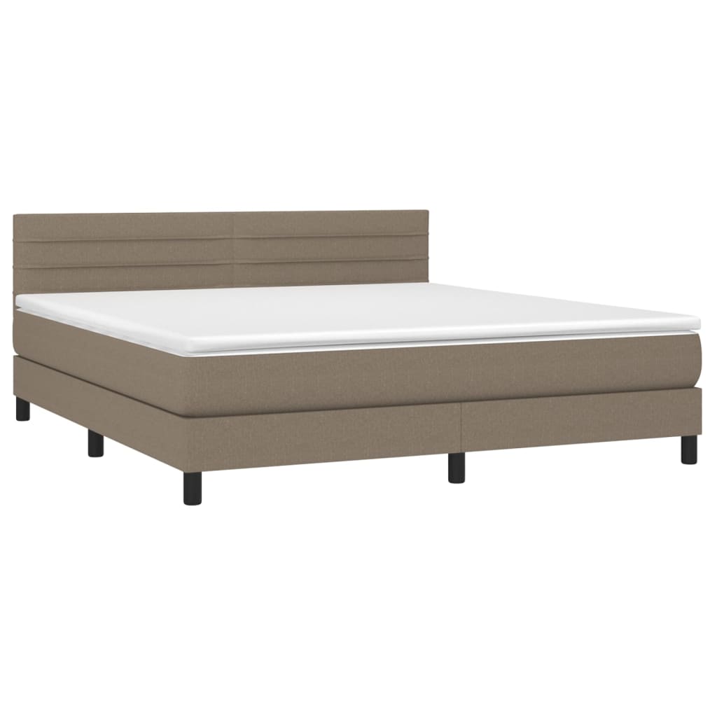 vidaXL Κρεβάτι Boxspring με Στρώμα & LED Taupe 160x200 εκ. Υφασμάτινο