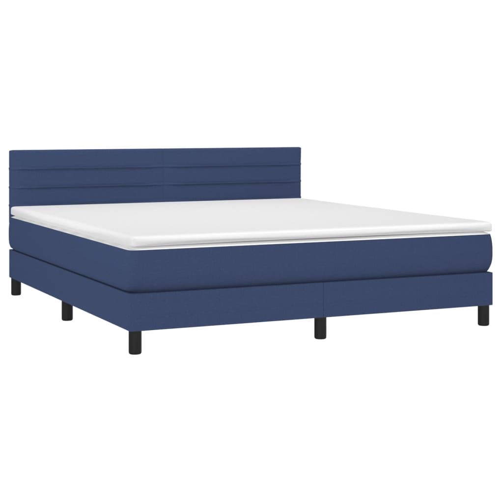 vidaXL Κρεβάτι Boxspring με Στρώμα & LED Μπλε 160x200 εκ. Υφασμάτινο