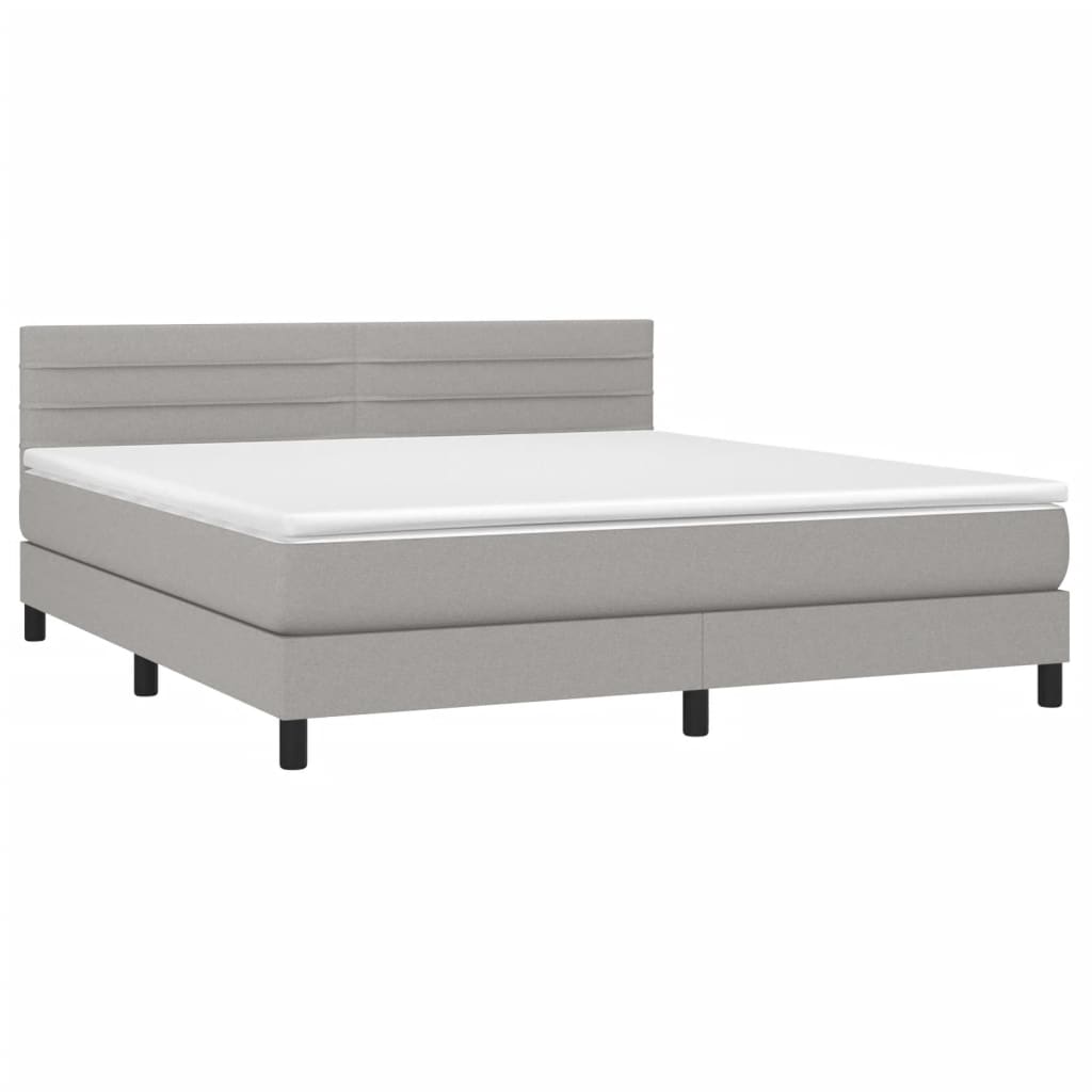 vidaXL Κρεβάτι Boxspring με Στρώμα & LED Αν.Γκρι 180x200 εκ Υφασμάτινο