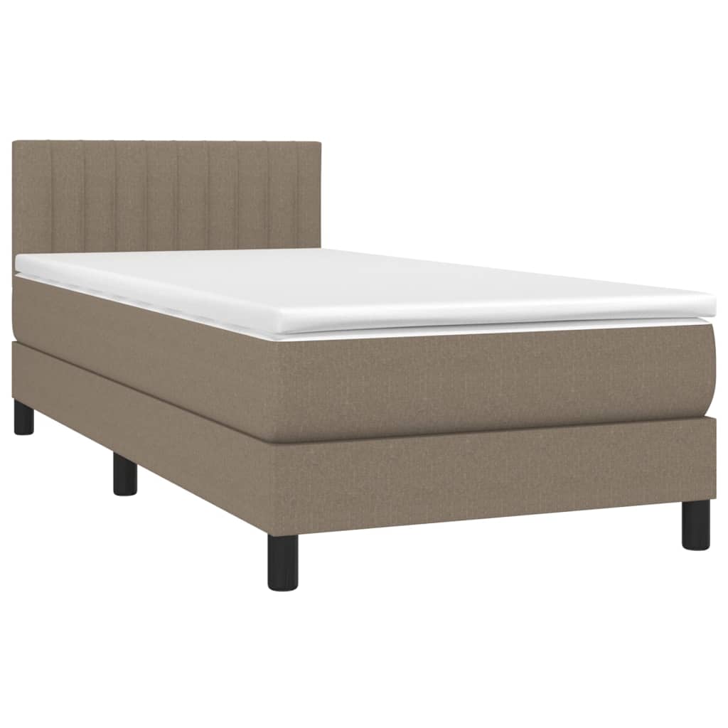 vidaXL Κρεβάτι Boxspring με Στρώμα & LED Taupe 80x200 εκ. Υφασμάτινο