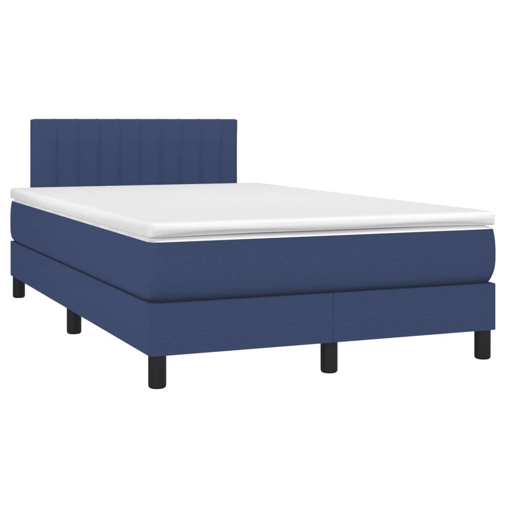 vidaXL Κρεβάτι Boxspring με Στρώμα & LED Μπλε 120x200 εκ. Υφασμάτινο