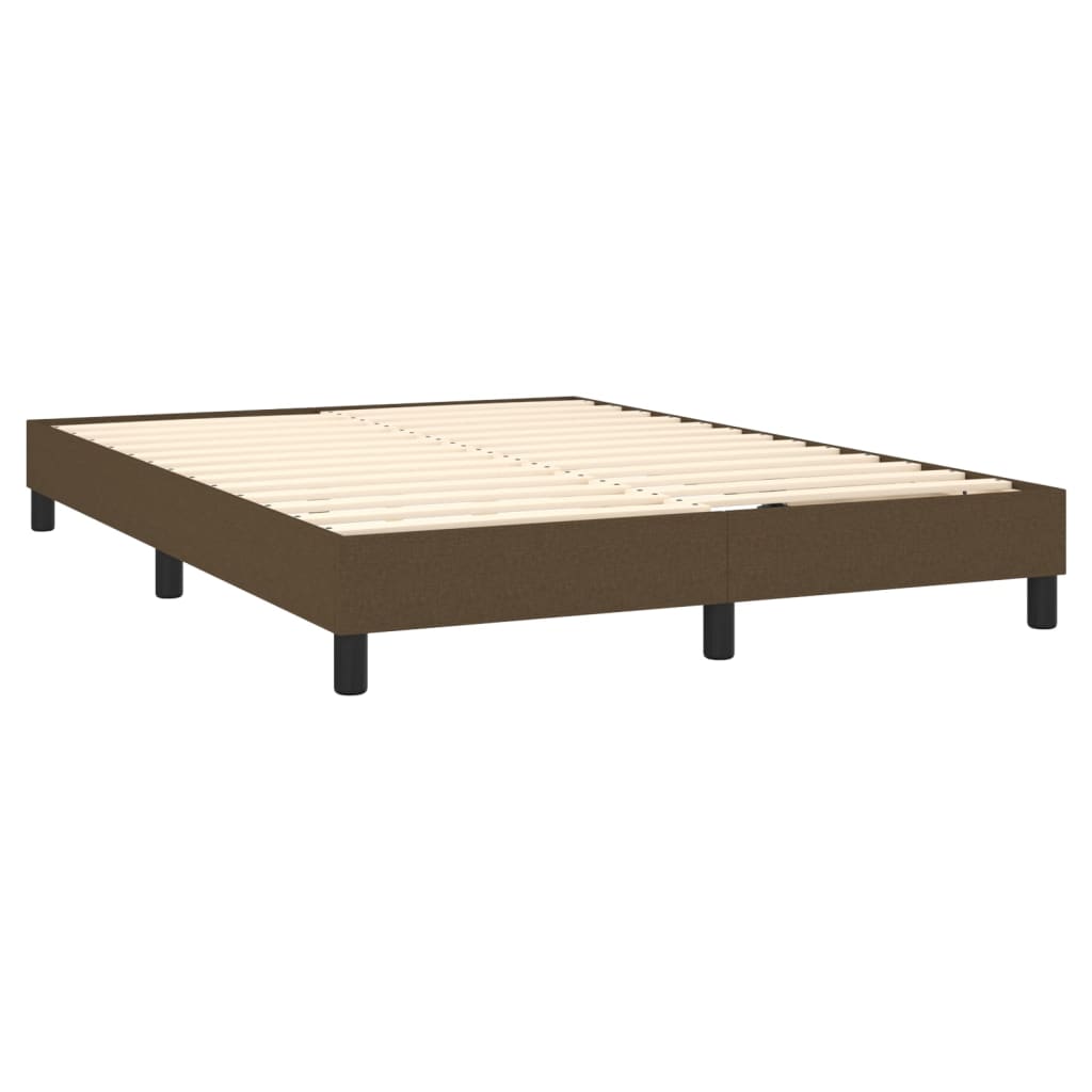 vidaXL Κρεβάτι Boxspring με Στρώμα & LED Σκ.Καφέ 140x200 εκ Υφασμάτινο