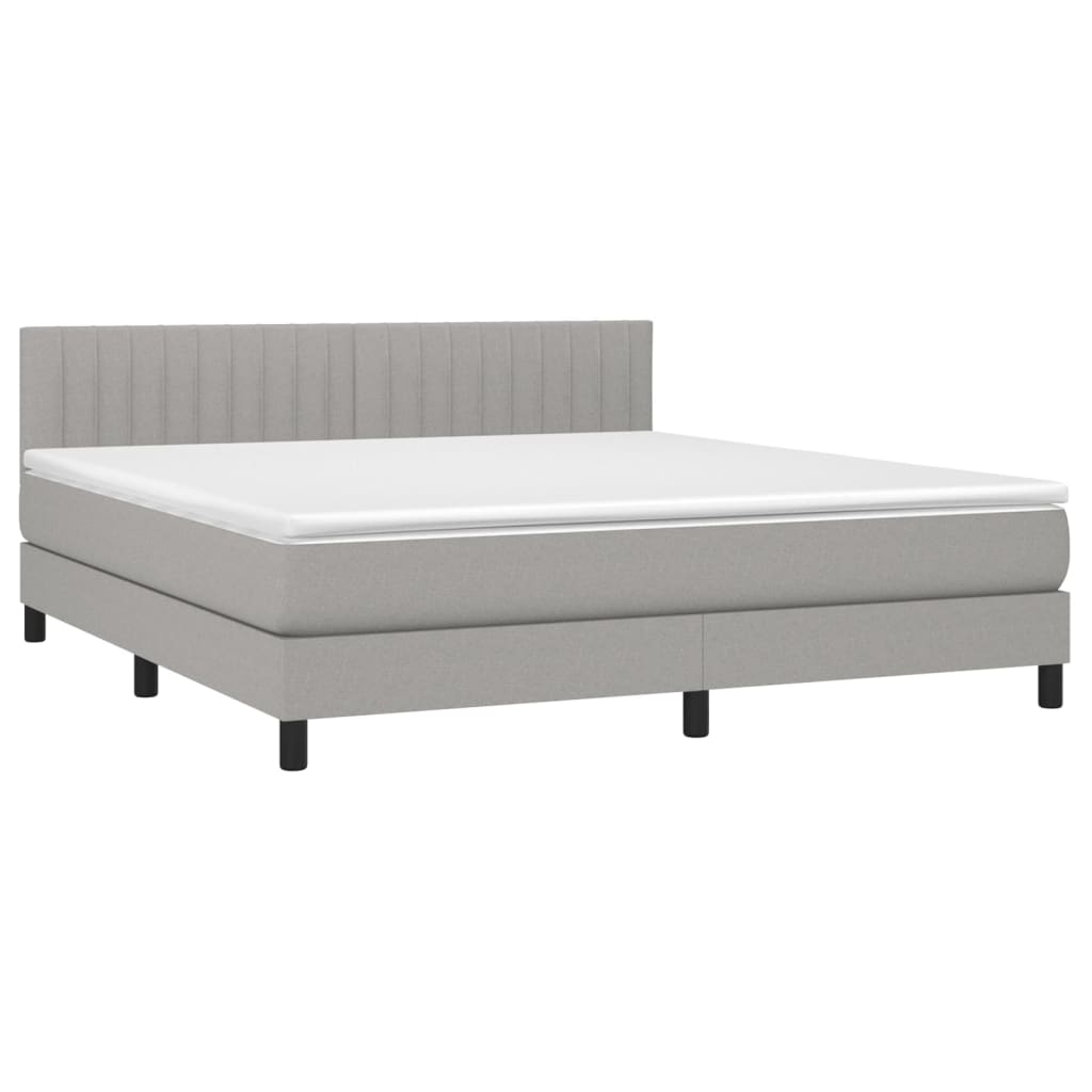 vidaXL Κρεβάτι Boxspring με Στρώμα & LED Αν.Γκρι 160x200 εκ Υφασμάτινο