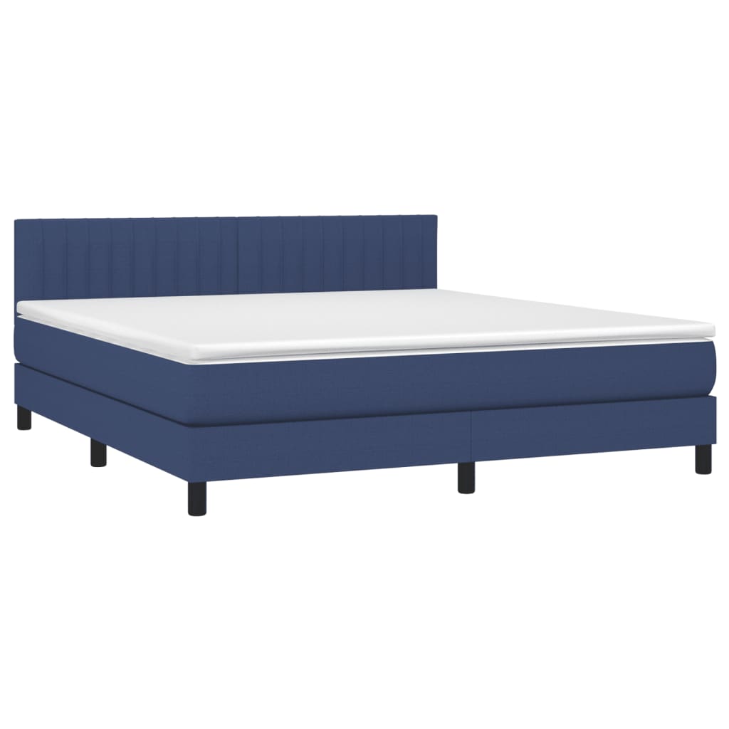 vidaXL Κρεβάτι Boxspring με Στρώμα & LED Μπλε 180x200 εκ. Υφασμάτινο