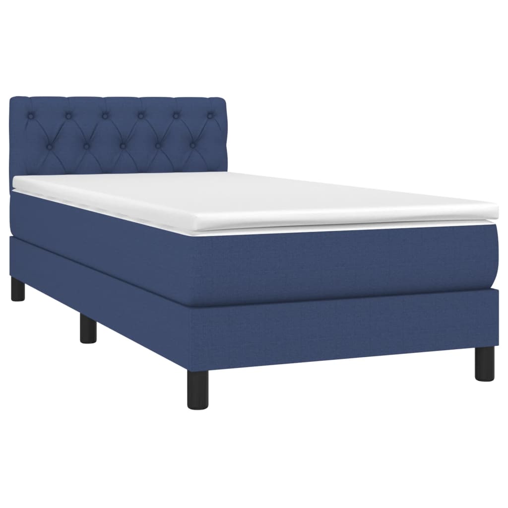 vidaXL Κρεβάτι Boxspring με Στρώμα & LED Μπλε 80x200 εκ. Υφασμάτινο