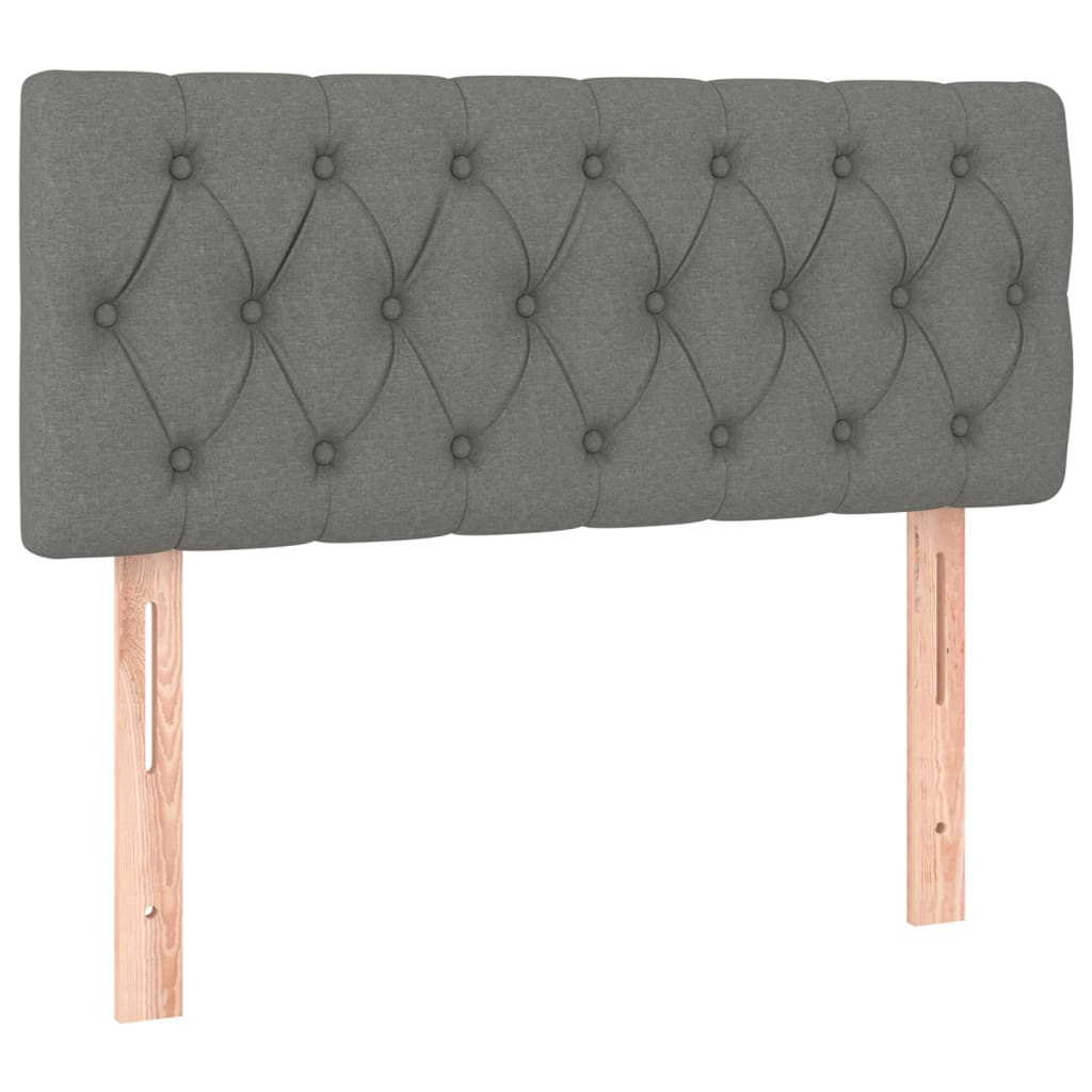 vidaXL Κρεβάτι Boxspring με Στρώμα & LED Σκ.Γκρι 90x200 εκ. Υφασμάτινο