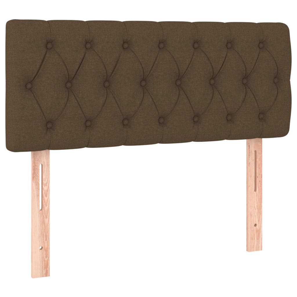 vidaXL Κρεβάτι Boxspring με Στρώμα & LED Σκ.Καφέ 90x200 εκ. Υφασμάτινο