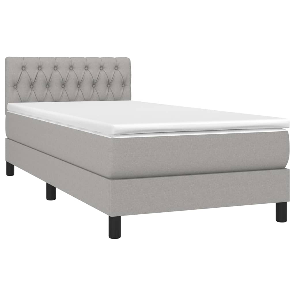 vidaXL Κρεβάτι Boxspring με Στρώμα & LED Αν.Γκρι 100x200 εκ Υφασμάτινο