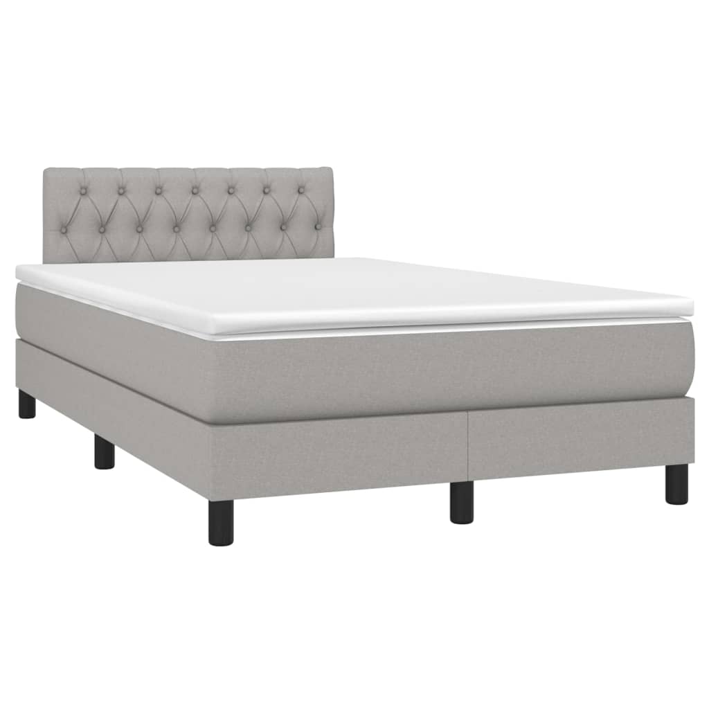 vidaXL Κρεβάτι Boxspring με Στρώμα & LED Αν.Γκρι 120x200 εκ Υφασμάτινο